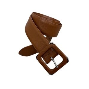 Lauren Ralph Lauren LRL Faux Leather Belt Womens Small Tan Silver Buckle